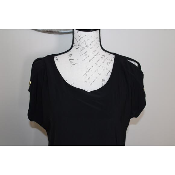 LUXOLOGY Black Short Sleeve Top Women’s Size M - Picture 3 of 5